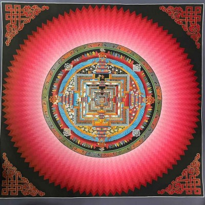 Buddhist Handmade Kalachakra Mandala, Sand Mandala, Wheel Of Time, Dalilama Thangka [hand Painted]