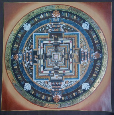 Buddhist Handmade Kalachakra Mandala, Sand Mandala, Wheel Of Time, Dalilama Thangka [hand Painted]