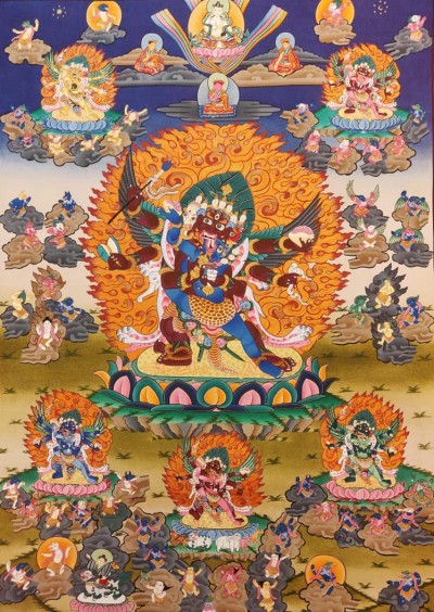 Buddhist Handmade Thangka Of Vajrakilaya - Dorje Phurba, [hand Painted]
