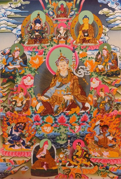Buddhist Handmade Thangka Of 8 Manifestation Padmasambhava, [hand Painted], [real Gold]