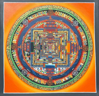 Buddhist Handmade Thangka Painting Of Kalachakra Mandala, [hand Painted]