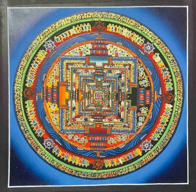Buddhist Handmade Thangka Painting Of Kalachakra Mandala, [hand Painted]