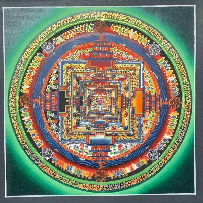 Buddhist Handmade Thangka Painting Of Kalachakra Mandala, [hand Painted]