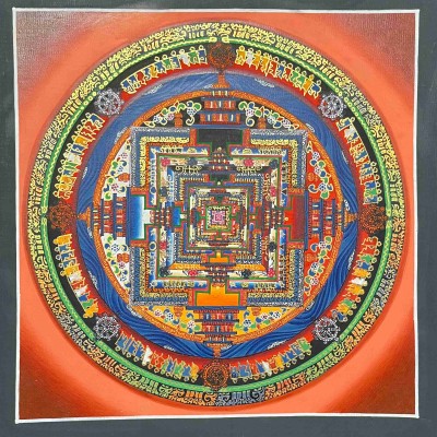 Buddhist Handmade Thangka Painting Of Kalachakra Mandala, [hand Painted]
