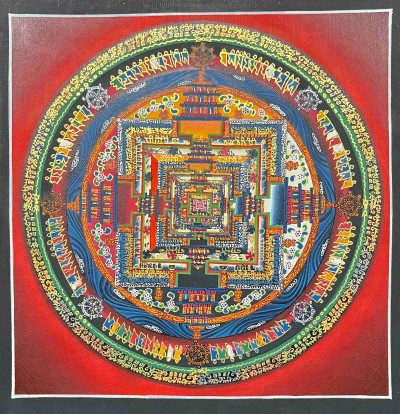 Buddhist Handmade Thangka Painting Of Kalachakra Mandala, [hand Painted]