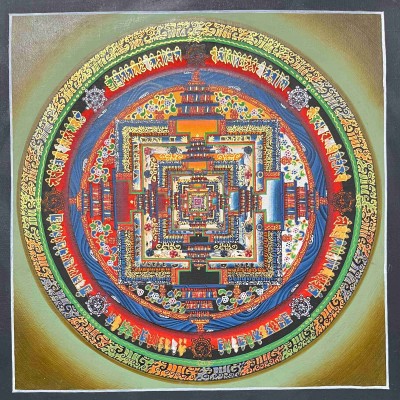 Buddhist Handmade Thangka Painting Of Kalachakra Mandala, [hand Painted]