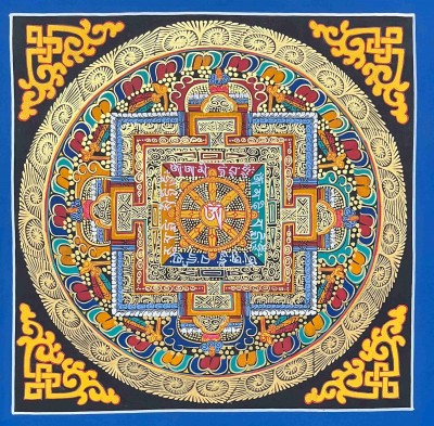 Mandala|[hq], Buddhist Handmade Thangka Painting Of [tibetan Om] Mandala, [hand Painted], [student Mandala]