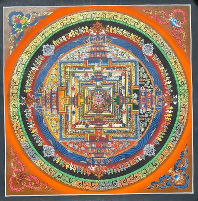 Buddhist Handmade Thangka Painting Of Kalachakra Mandala, [hand Painted]