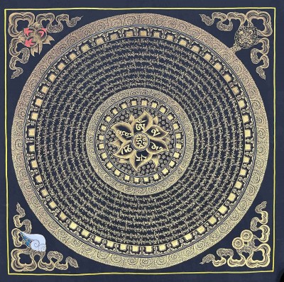Buddhist Handmade Thangka Painting Of Mantra Mandala, [hand Painted]