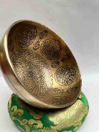 Buddhist Handmade [jambati] Singing Bowl With [] Design, [fine Carving], [select Accessories]