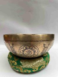 Buddhist Handmade [jambati] Singing Bowl With [] Design, [fine Carving], [select Accessories]