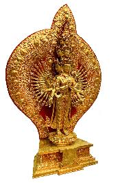 [high Quality], Buddhist Statue Of 1000 Arms Sahasrabhuja Avalokitesvara, [full Gold Plated, Face Painted]