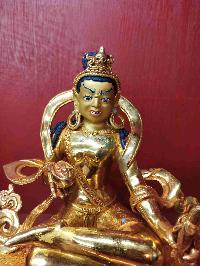 Buddhist Handmade Statue Of Tilopa, [full Gold Plated, Stone Setting, Face Painted]