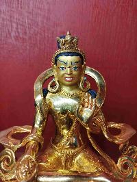 Buddhist Handmade Statue Of Naropa, [full Gold Plated, Stone Setting, Face Painted]