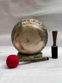 Buddhist Hand Beaten Singing Bowl, [ganesh] Design, [etching Carving], [select Accessories]