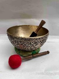 Buddhist Hand Beaten Singing Bowl, [ganesh] Design, [etching Carving], [select Accessories]