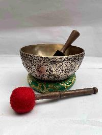 Buddhist Hand Beaten Singing Bowl, [elephant] Design, [etching Carving], [select Accessories]