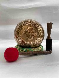 Buddhist Hand Beaten [jambati] Singing Bowl, With [buddha Eye] Design, [carving], [select Accessories]
