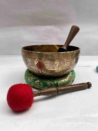 Buddhist Hand Beaten [jambati] Singing Bowl, With [buddha Eye] Design, [carving], [select Accessories]