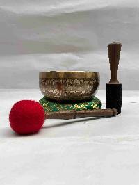 Buddhist Hand Beaten [jambati] Singing Bowl, With [vajra] Design, [carving], [select Accessories]
