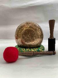Buddhist Hand Beaten [jambati] Singing Bowl, With [vajra] Design, [carving], [select Accessories]