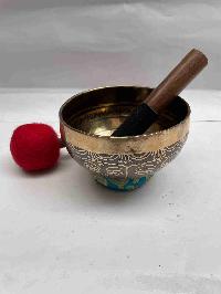 Buddhist Hand Beaten [jambati] Singing Bowl, With Design, [carving], [select Accessories]