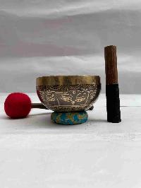 Buddhist Hand Beaten [jambati] Singing Bowl, With Design, [carving], [select Accessories]