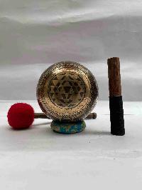 Buddhist Hand Beaten [jambati] Singing Bowl, With Design, [carving], [select Accessories]