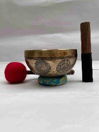 Buddhist Hand Beaten [jambati] Singing Bowl, With [manjushree] Design, [carving], [select Accessories]