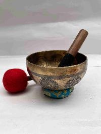 Buddhist Hand Beaten [jambati] Singing Bowl, With [manjushree] Design, [carving], [select Accessories]