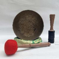 [old] Hand Beaten Bronze [kopre] Singing Bowl With [antique], [select Accessories]
