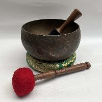 [old] Hand Beaten Bronze [kopre] Singing Bowl With [antique], [select Accessories]