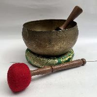 [old] Hand Beaten Bronze [kopre] Singing Bowl With [antique], [select Accessories]