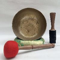 [old] Hand Beaten Bronze [kopre] Singing Bowl With [antique], [select Accessories]