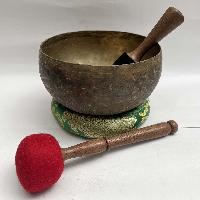 [old] Hand Beaten Bronze [kopre] Singing Bowl With [antique], [select Accessories]