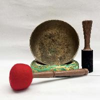 [old] Hand Beaten Bronze [kopre] Singing Bowl With [antique], [select Accessories]
