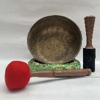 [old] Hand Beaten Bronze [kopre] Singing Bowl With [antique], [select Accessories]