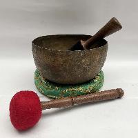 [old] Hand Beaten Bronze [kopre] Singing Bowl With [antique], [select Accessories]