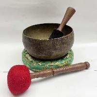 [old] Hand Beaten Bronze [kopre] Singing Bowl With [antique], [select Accessories]