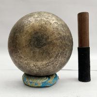 [old] Hand Beaten Bronze [kopre] Singing Bowl With [antique], [select Accessories]