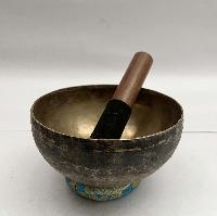 [old] Hand Beaten Bronze [kopre] Singing Bowl With [antique], [select Accessories]
