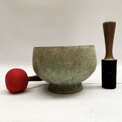 [old] Hand Beaten Bronze Stand [naga] Singing Bowl With Stand, [antique], [select Accessories]