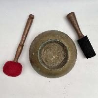 [old] Hand Beaten Bronze Stand [naga] Singing Bowl With Stand, [antique], [select Accessories]