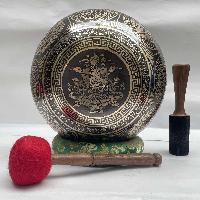 Buddhist Hand Beaten [jambati] Singing Bowl, With Yoga Design, [carving], [select Accessories]