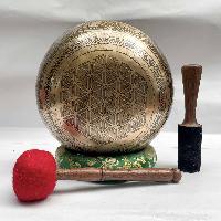 Buddhist Hand Beaten [jambati] Singing Bowl, With Mantra Design, [carving], [select Accessories]