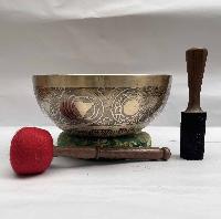 Buddhist Hand Beaten [jambati] Singing Bowl, With Mantra Design, [carving], [select Accessories]