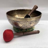 Buddhist Hand Beaten [jambati] Singing Bowl, With Mantra Design, [carving], [select Accessories]