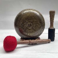 Buddhist Hand Beaten [jambati] Singing Bowl, With Mantra Design, [carving], [select Accessories]
