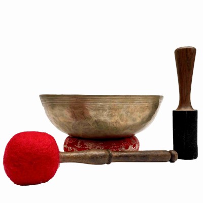[old], Buddhist Hand Beaten [manipuri] Singing Bowl, With Plain, [select Accessories]