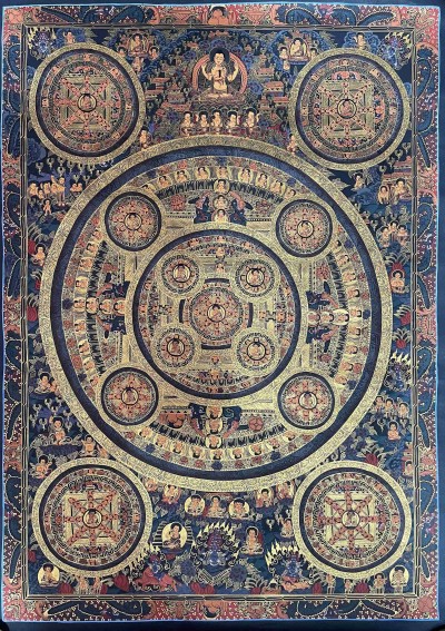 Buddhist Handmade Thangka Painting Of [14] Mandala, [real Gold, Hand Painted]